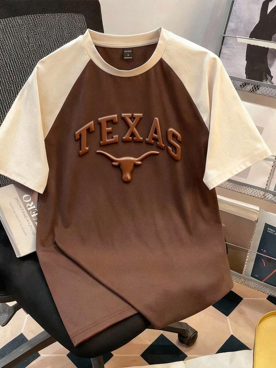 Manfinity Joysei Męska koszulka z krótkim rękawem i grafiką 3D Texas Letter