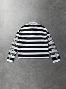 ROMWE MEN Street Life Áo nỉ polo họa tiết sọc Đức Mẹ Đồng Trinh phong cách Anh cổ điển dành cho nam - Nhiều màu - Xem 2