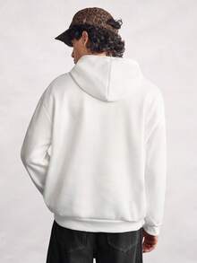 Open Phase 男士字母图案连帽卫衣，适合秋冬春夏穿着，日常搭配，送给男友/老公的礼物 - 白色 - 查看 2