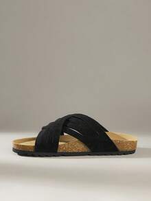 Solecia 女士休闲百搭平底拖鞋，夏季 - 黑色 - 查看 3