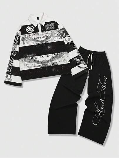 Street Life 2 Stücke Herren Lässig Street Style Set, Top + Jogginghose