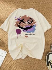 Manfinity EMRG 男士休闲卡通图案圆领短袖T恤，夏季 - 卡其色 - 查看 5