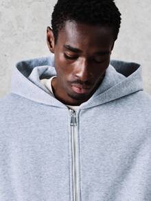 Áo Hoodie Nam SUMWON Essential Full Zip dáng rộng, áo nỉ thường ngày có mũ, dây rút, tay dài, thoải mái, thích hợp cho mùa đông thu, phong cách đường phố, mặc nhà hàng ngày, màu trơn - Màu Xám nhạt - Xem 4