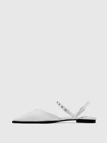 CUCCOO BIZCHIC 女士尖头铆钉设计时尚搭扣平底鞋 - 米色 - 查看 10