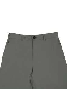 Calvornis Solid Color Casual Pants With Pockets And Belt Loops, Versatile For Daily Wear - Grey - View 6