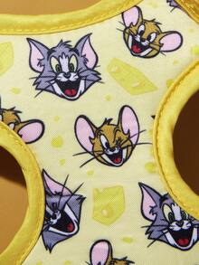 TOM & JERRY X SHEIN 一套卡通奶酪图案宠物旅行背带和牵引绳套装，多种尺寸可选，背带长度可调节，适合猫狗使用。 - 彩色 - 查看 3