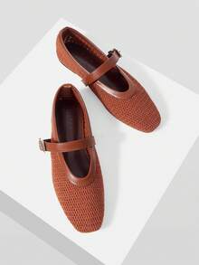 MOTF BUCKLE BRAID SQUARE TOE FLATS - Coffee Brown - View 9