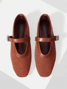 MOTF BUCKLE BRAID SQUARE TOE FLATS - Coffee Brown - View 1