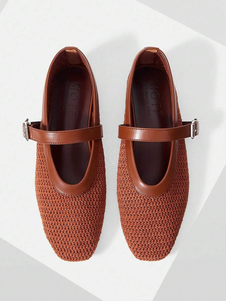 MOTF BUCKLE BRAID SQUARE TOE FLATS - Coffee Brown - View 1