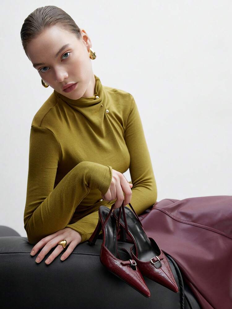 CUCCOO BIZCHIC Women's Elegant Pointed Toe Pumps With Buckle, Suitable For Commuting For Christmas