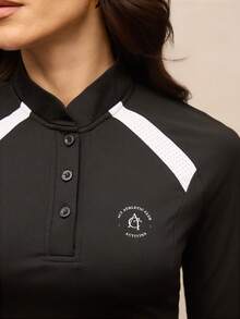 Activina 女士撞色修身半拉链印花长袖马术夹克 - 黑與白 - 查看 6