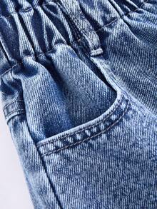 SHEIN ChillGRL Tween Girl Casual Versatile Style Denim Jeans, Comfortable Cotton Fabric, Suitable For Daily Wear, School, Commute, Spring/Summer/Autumn/Winter - Medium Wash - View 3