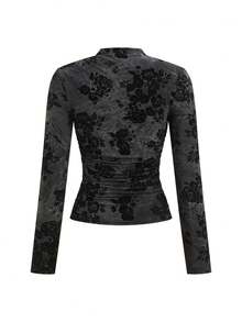 Ellevyn Áo cổ đứng tay dài ôm sát vai đệm thanh lịch - Nhiều màu - Xem 2