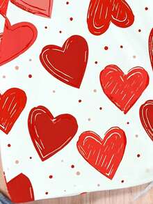 情人节少女休闲时尚创意个性清新可爱简约波点爱心图案印花舒适基础款短款T恤，适合情人节氛围 - 彩色 - 查看 5