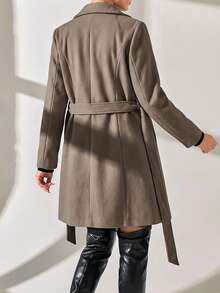 CLARA VERO Women Button And Belt Detailed Over Coat - Light Grey - View 2