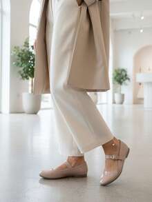 Zapatos tipo Mary Jane Mujer Modernos Casual Elegantes Comodos Ajustables - Patent Baby Pink - Ver 1