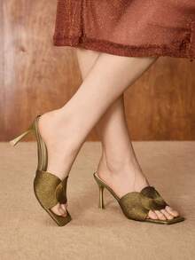 MOTF PREMIUM WOMEN BRAID SQUARE TOE HEELED SANDALS FOR CHRISTMAS - Brown - View 7
