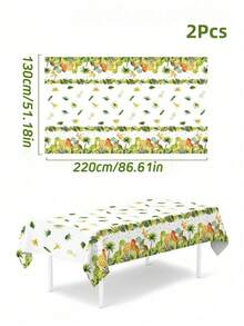 1/2/4 piezas Mantel desechable con tema de dinosaurio, vajilla de fiesta, camino de mesa, decoración perfecta para fiesta de cumpleaños, día festivo o San Valentín - Multicolor - Ver 10