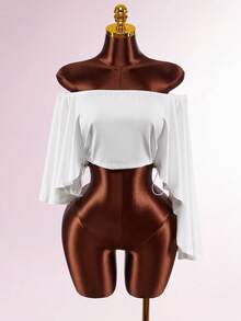 Amplova 2026 New White Off-Shoulder Oblique Shoulder Versatile Solid Color Comfortable Women Top - White - View 16