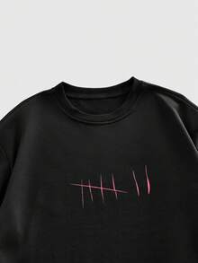 ROMWE MEN Goth Spring/Summer Casual Graphic Men'S Contrast Color Graphic Print Round Neck Short Sleeve Dark Thorn T-Shirt - Black - View 4