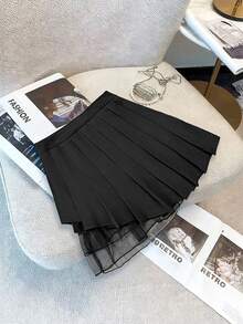 GlowEve CURVE 大码蕾丝拼接优雅时尚修身百搭高品质舒适半身裙，适合情人节穿着。 - 黑色 - 查看 1