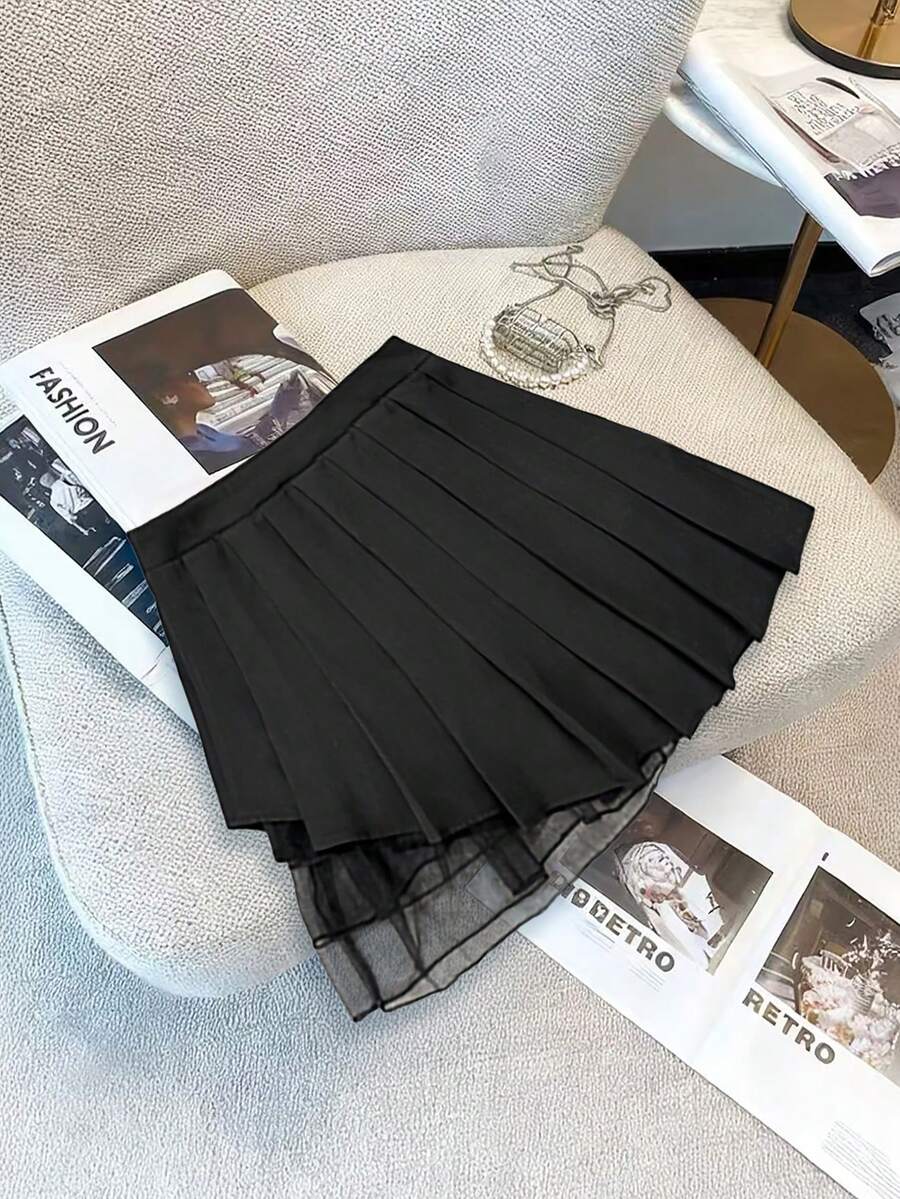 GlowEve CURVE 大码蕾丝拼接优雅时尚修身百搭高品质舒适半身裙，适合情人节穿着。 - 黑色 - 查看 1