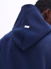 SUMWON 男士刺绣连帽衫，带中央口袋，长袖休闲冬季套头衫，海军蓝/皇家蓝 - 藍色 - 查看 5