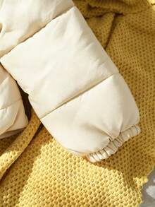 SHEIN Tween Girls' Casual All-Match Versatile Commuting Stand Collar Loose Drop Shoulder Letter Print Jacket, Warm For Autumn/Winter - Apricot - View 5