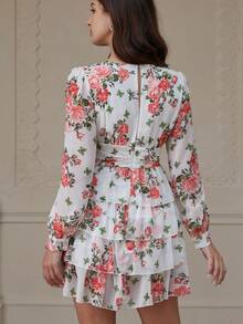 Chiquease Women's Fashionable Random Printed Long Sleeve Dress Vacation Outfits Woman  - White - View 2
