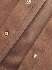 Viva Relle Valentine Plus Size Lantern Sleeve Fitted Wool Coat - Khaki - View 8