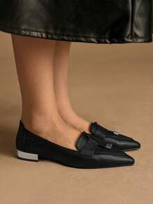 Rosivie Pantofi sport damă cu vârful ascuțit, casual și versatili, cu plată - Negru - Vizualizare 1