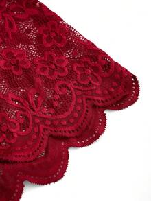 Bow Front Floral Lace Crotchless Teddy Bodysuit Lingerie - Burgundy - View 4