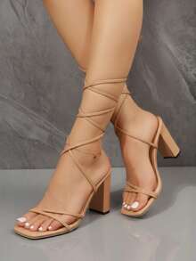 Women Heeled Sandals - Apricot - View 4