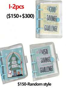 $150/$300/$500/$1000 迷你活页夹储蓄挑战，25 张纸套，金钱挑战口袋整理器 - 彩色 - 查看 15