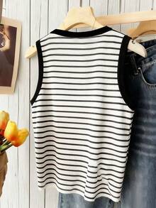 Resyla 新款条纹无袖背心，饰有水钻 - 彩色 - 查看 2