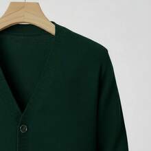 Suéter para Hombre Estilo Casual Minimalista Tejido Holgado Cuello en V Manga Larga Otoño Primavera Versátil Diario Cardigan - Verde - Ver 4