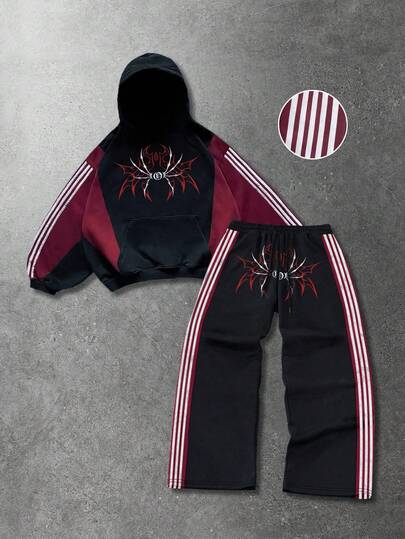 Ensemble de survêtement homme à blocs de couleurs - Style de rue rétro