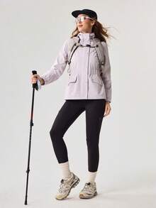 OutZeal 女士户外夹克 露营徒步 防水防风 多口袋 - 淡紫色 - 查看 10