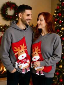 Dúo de Suéteres Navideños para Mujer | Punto Jacquard con Copos de Nieve - Gris - Ver 2