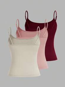 SHEIN EZwear Bộ 3 áo crop top thêu họa tiết cho nữ, gợi cảm và ôm sát, phù hợp cho mùa hè - Nhiều màu - Xem 2