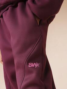 SUMWON Oversized Athletic Club Sweatshirt And Sweatpants Co-Ord Set Crew Neck Long Sleeve Casual Wear Matching Tracksuit Set Vacation - Burgundy - View 5