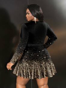 Slaydiva Sukienka w minimalistycznym, swobodnym stylu, dopasowana, z okrągłym dekoltem i długim rękawem, w dużym rozmiarze, odpowiednia na jesień/zimę - Wielokolorowe - Zobacz 2