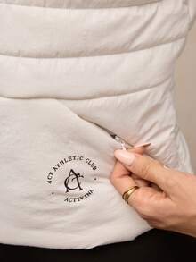 Activina Women's Solid Color Warm Raglan Sleeve Zip-Up Padded Coat, Winter Sports - White - View 5