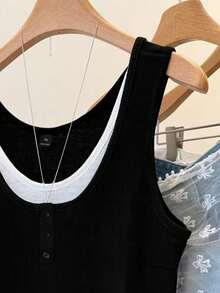 GlowEve CURVE 优雅大码针织夏季吊带上衣和背心 - 黑色 - 查看 5