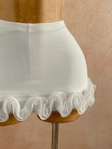 Soleia 两件套女士秋冬套装：吊带背心+荷叶边迷你裙，适合度假和日常穿着。 - 白色 - 查看 4