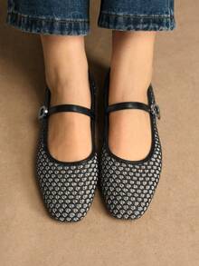 Rosivie Women's Buckle Design Casual Fashionable Flat Sandals - Black - View 2