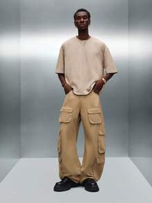 PLAYBOY X SUMWON 宽松短款麂皮绒兔子标志短袖休闲夏季圆领T恤 - 米色 - 查看 4