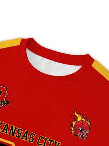 Rovax Women's Fitted Round Neck T-Shirt With American Football Team Number Print, Kansas City Fans - Multicolor - View 4