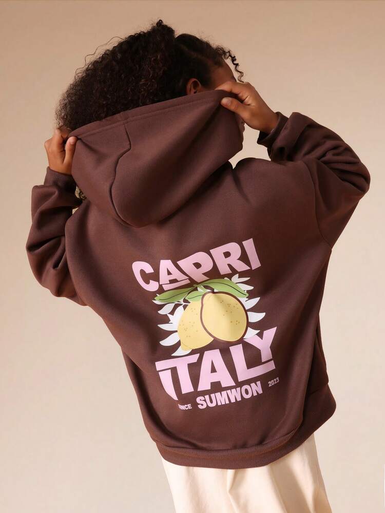 Sweat à capuche oversize avec imprimé Capri Italy