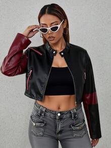 Chaqueta Contraste Edgy: El Hit del Momento #OufitViral - Negro rojo - Ver 2